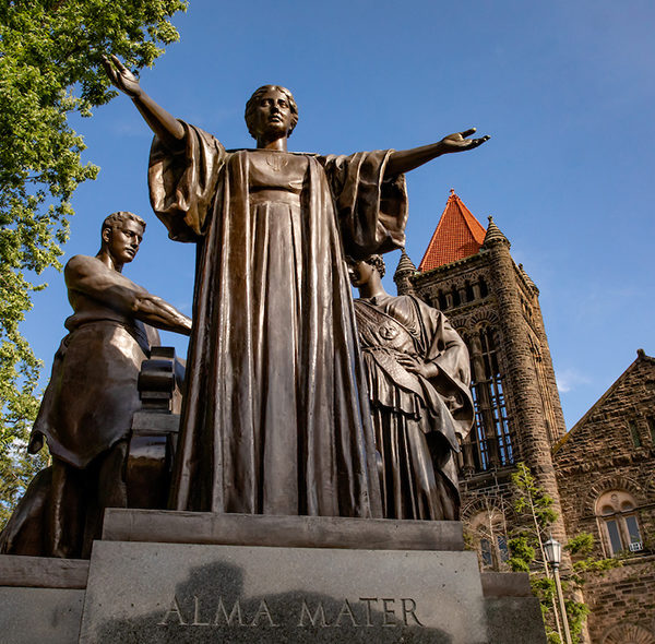 Alma Mater statue.
